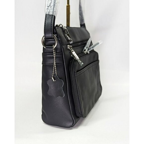 Giani Bernini Women's Black Nappa Leather Front Zip Crossbody (MSRP $130) - Picture 5 of 10